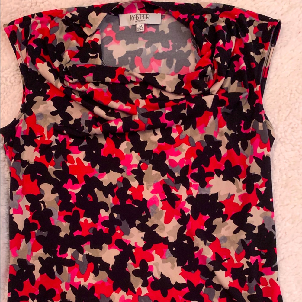 Kasper Sleeveless Top - Red, Pink, Black, Tan